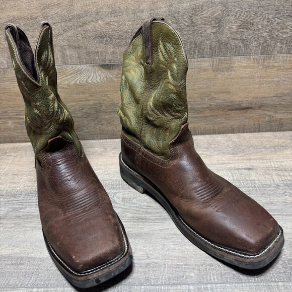 Justin Stampede Collection Leather Steel Toe Western Boots Men's Size 11D - Picture 6 of 7